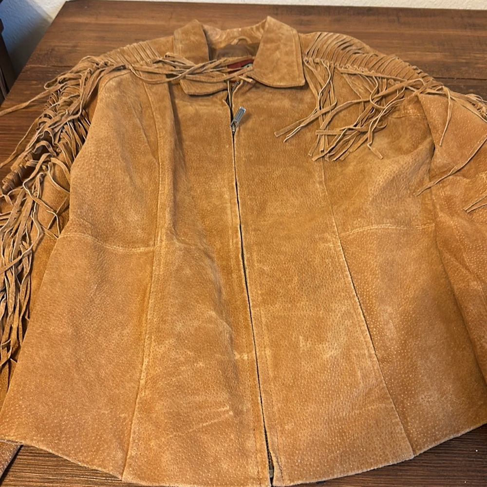 Marc Neiman Suede Fringe Leather Jacket in Tan - Picture 8 of 10